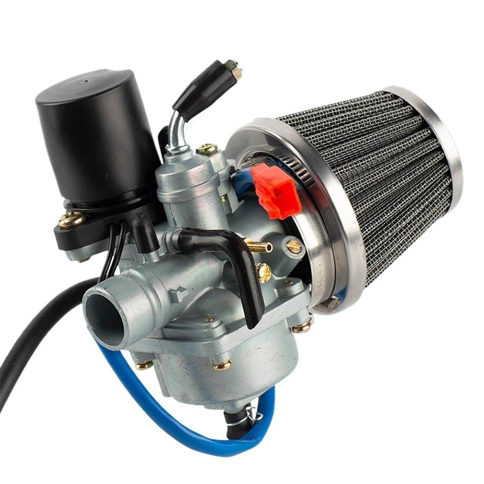 Vergaser Vergaser Für Jog 50 Für Jog50 50cc Für JOG90 Für PZ19J 19mm 2 Takt Für 1E40QMB Motorrad Roller Vergaser mit Luftfilter Motorrad Carb(A Set Silver) von IUKMR