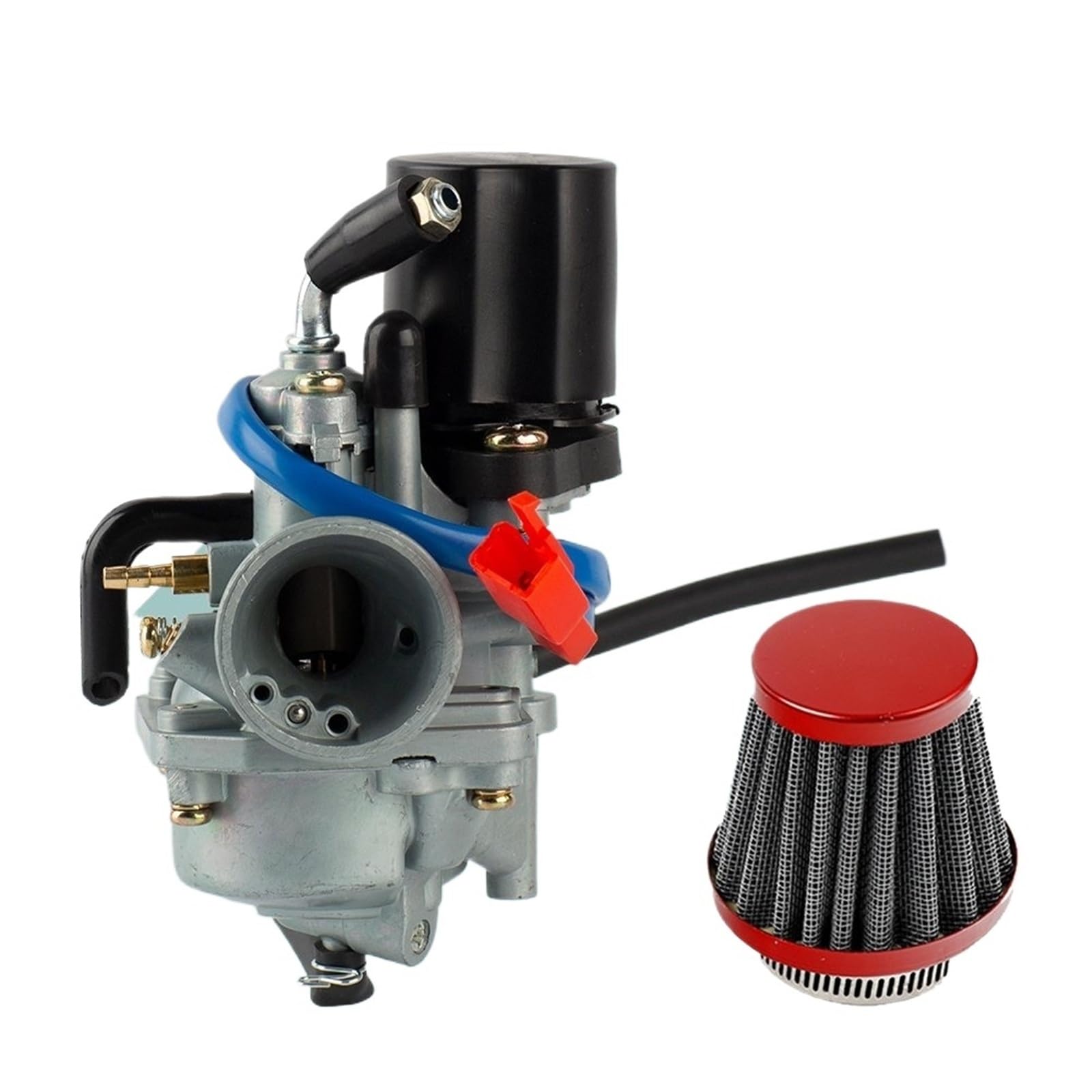 Vergaser Vergaser Für Jog 50 Für Jog50 50cc Für JOG90 Für PZ19J 19mm 2 Takt Für 1E40QMB Motorrad Roller Vergaser mit Luftfilter Motorrad Carb(A Set red) von IUKMR