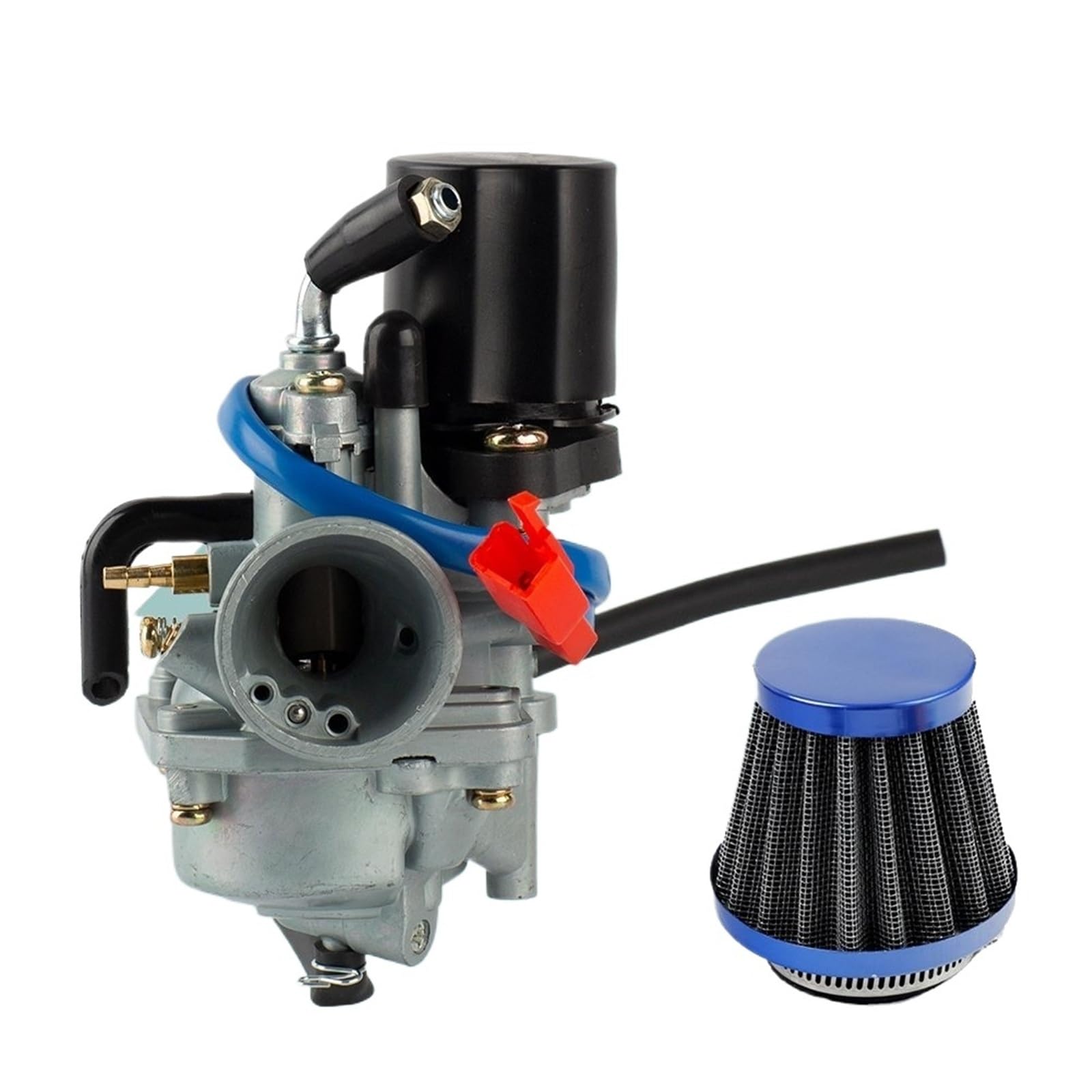 Vergaser Vergaser Für Jog 50 Für Jog50 50cc Für JOG90 Für PZ19J 19mm 2 Takt Für 1E40QMB Motorrad Roller Vergaser mit Luftfilter Motorrad Carb(Set Blue) von IUKMR