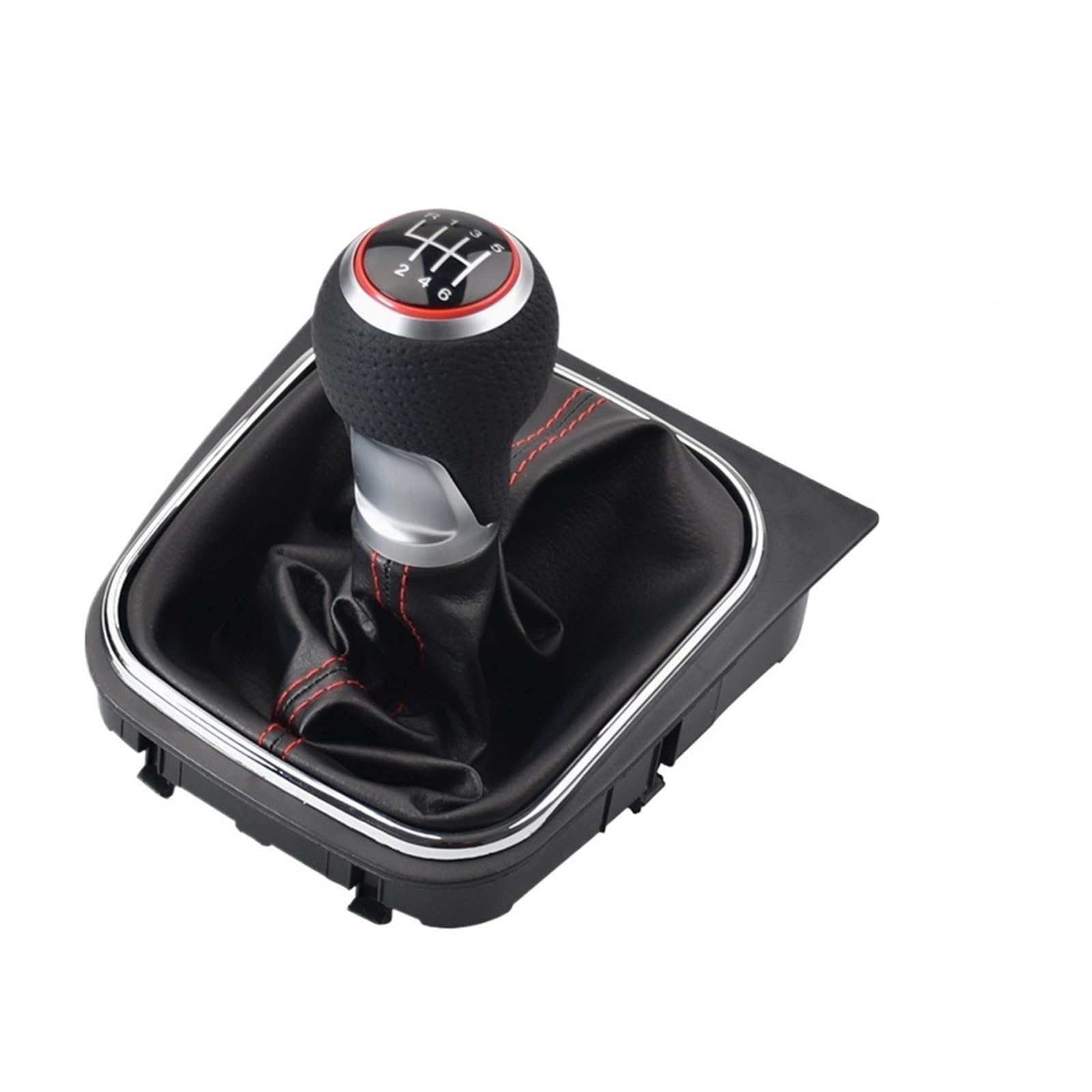 Gear Stick Schaltknauf Für VW Für Golf 5 Für Rabbit Für Jetta MK5 2004-2009 5/6 Gang Schaltknauf Mit Ledermanschette Auto Schalthebel(6 Speed-Red) von IUKMRT