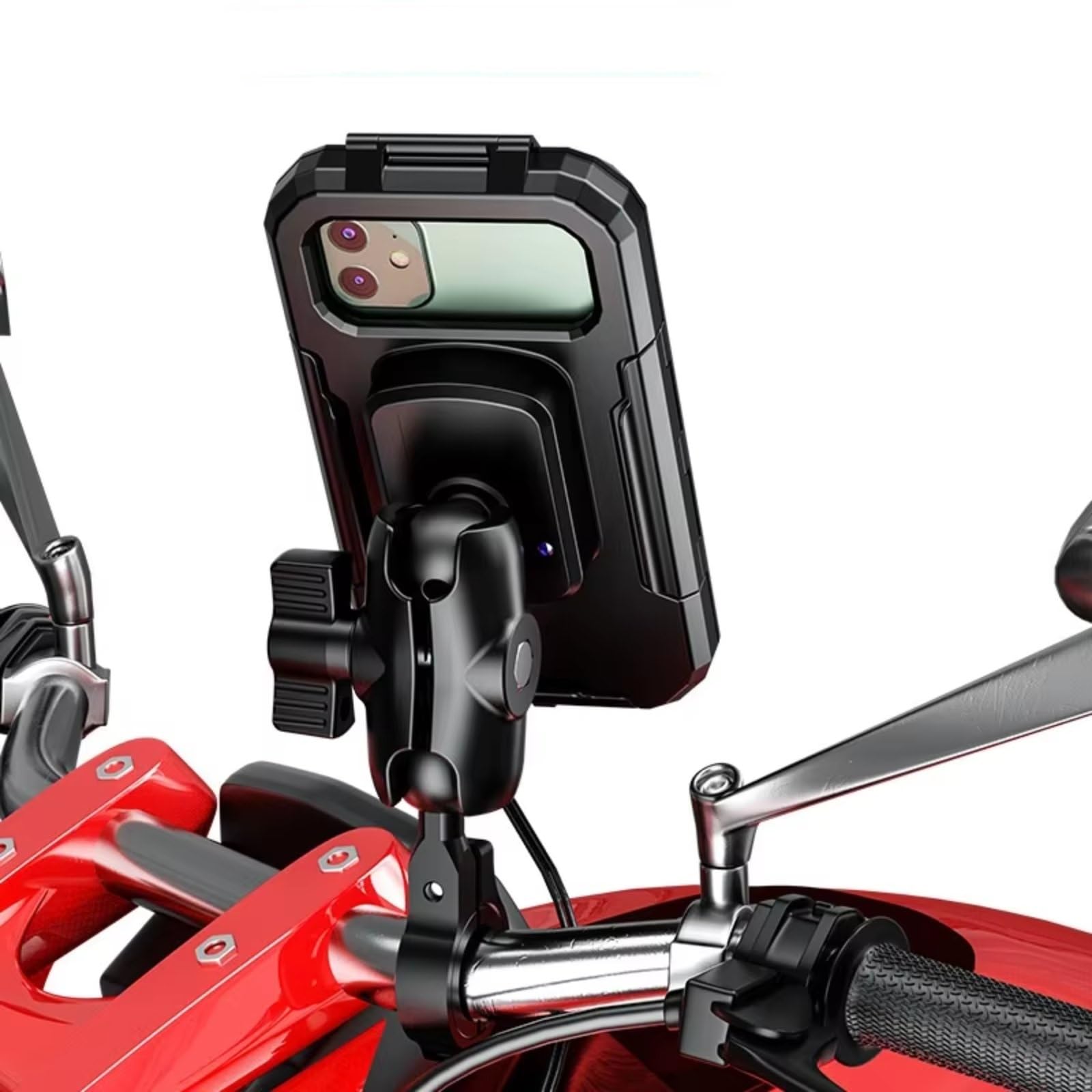 Handyhalterung Fahrrad Gabelschaft Motorrad Halterung GPS Navigation Lenker Spiegel Aluminium 1 "Ball Basis Handyhalter Fahrrad(L for Handlebar) von IUKMRT