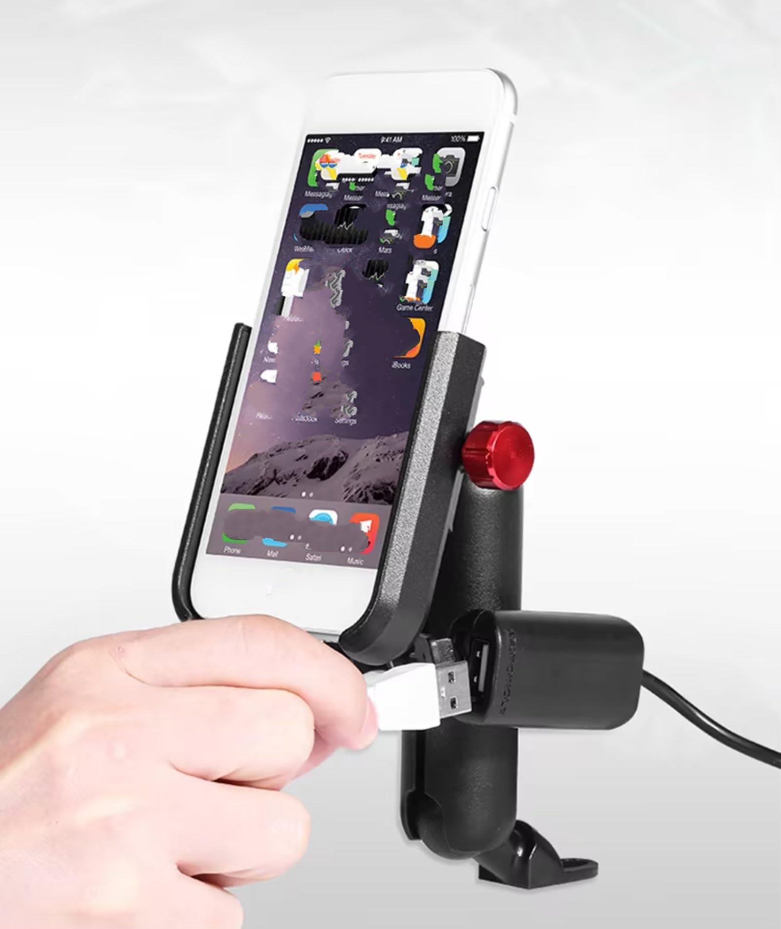 Handyhalterung Fahrrad Universal 12-24V Motorrad Handy Halter Elektrische-Bike Lade Navigation Rahmen Handyhalter Fahrrad(Rearview Charging) von IUKMRT