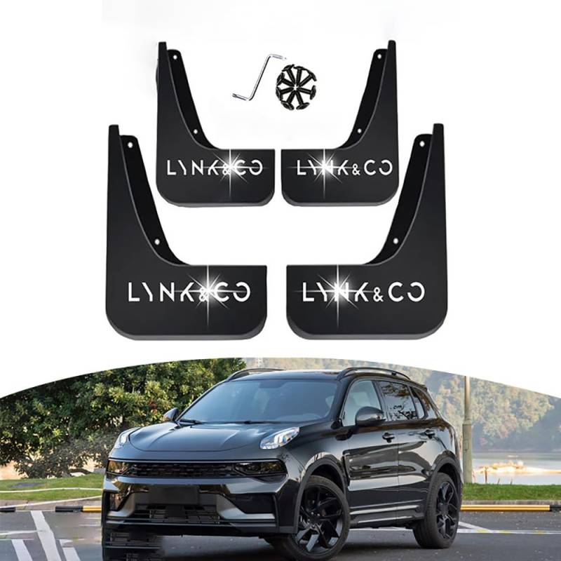 CoRser 4 Stück Auto Gummi Schmutzfänger, Für Lynk Co 01 2021-2022 Auto Vorne Hinten Kratzfest Spritzschutz Kotflügel Protection Styling ZubehöR von CoRser