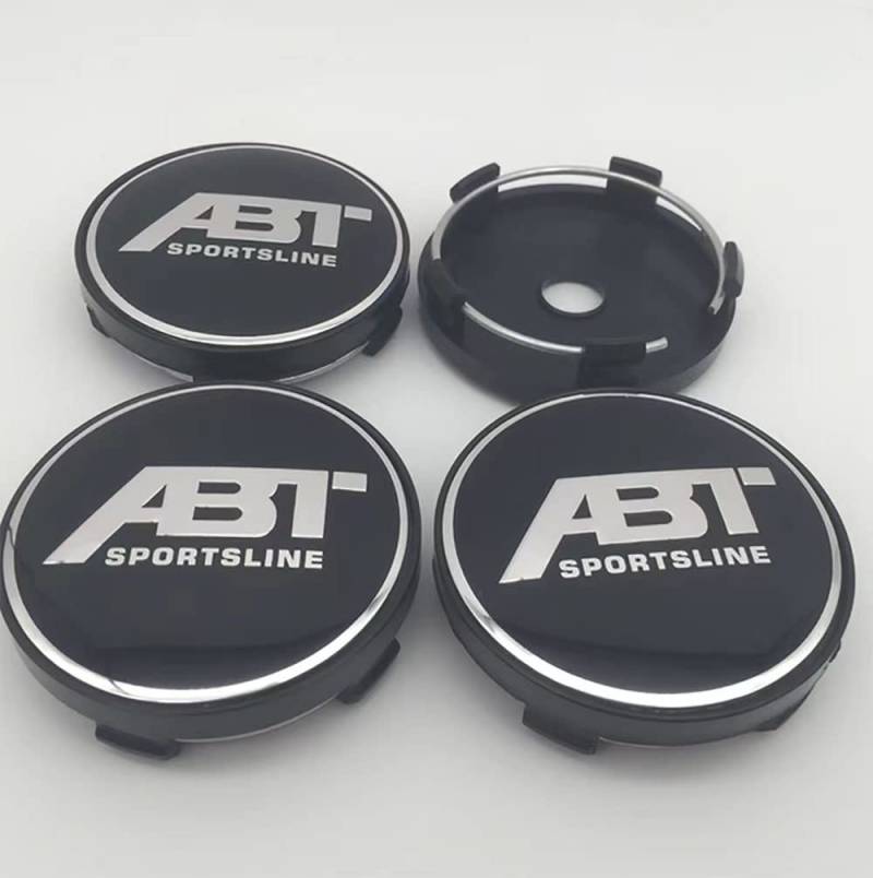 GÉNERIC 4 Stück Auto Radnabenkappen Radnabenabdeckung Nabendeckel, für ABT 56mm 60mm 65mm 68mm Nabendeckel Felgendeckel Schmücken Zubehör,60mm Black cap2 von GÉNERIC