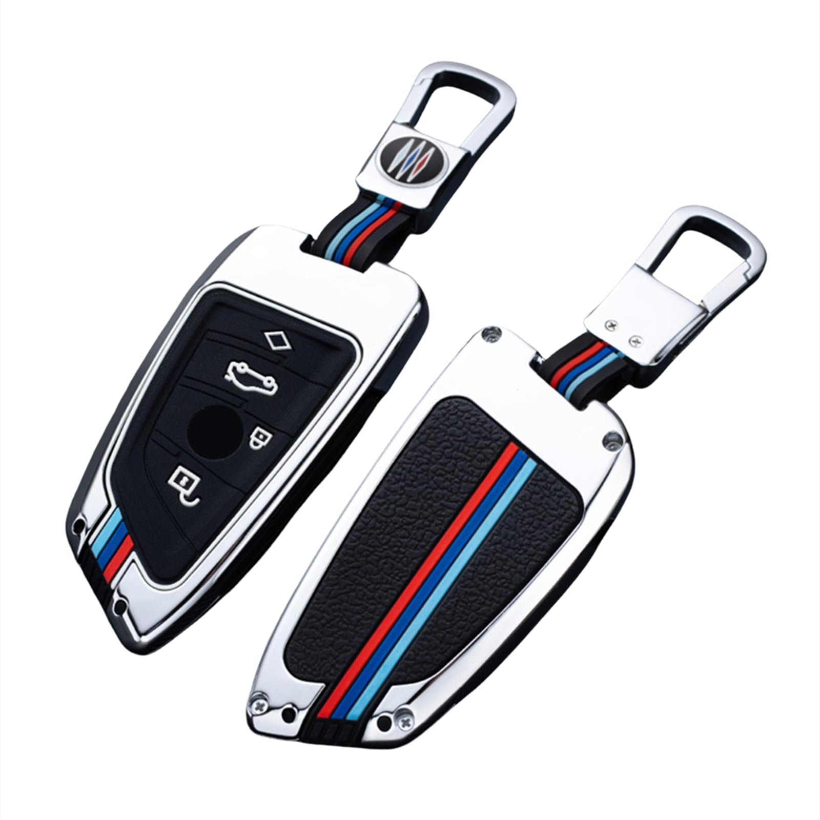Happyit Autoschlüsselabdeckung aus Zinklegierung für BMW F20 G20 G30 X1 X3 X4 X5 G05 X6 4 Tasten mit Fernbedienung Zubehör für Etui Haut (Silber) von IUSOT