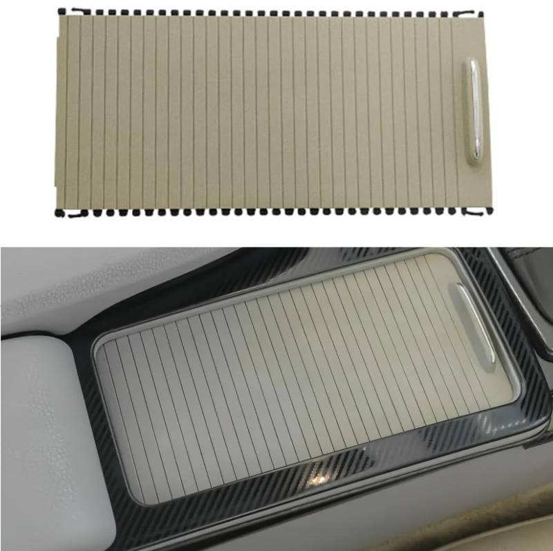 IUSOT A20468076079051 Mittelkonsole Rollo Abdeckung, Für Mercedes W204 Zubehör, Getränkehalter, Auto Cup Holder Frame Cover für Mercedes-Benz C-Klasse E-Klasse W204 W212 W207, 2008-2015 (Beige) von IUSOT