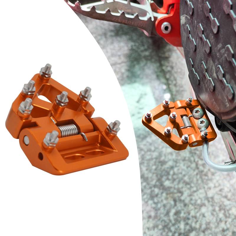 IUVWISN Dirt Bike Bremspedal hinten klappbar verlängert universal für XC XCF SX SXF XCW EXC EXCF FC TC 125 150 250 300 450 500 Enduro Motocross Orange von IUVWISN