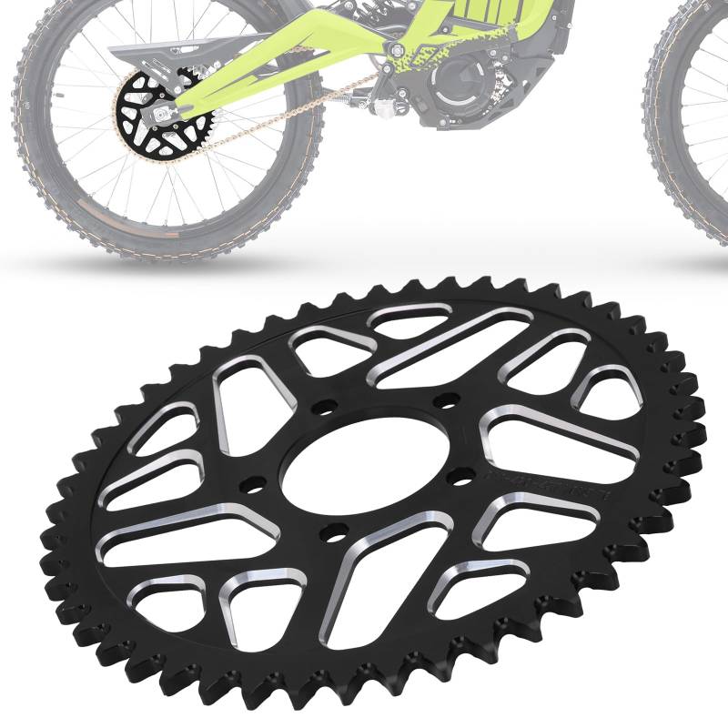 IUVWISN Für Surron Hinterrad Ritzel Motorrad 48 Zähne Hinterrad Ritzel Für Sur Ron S/X Segway X160/X260 Talaria Sting Elektro Motorrad Licht Bee Dirt Bike Schwarz von IUVWISN
