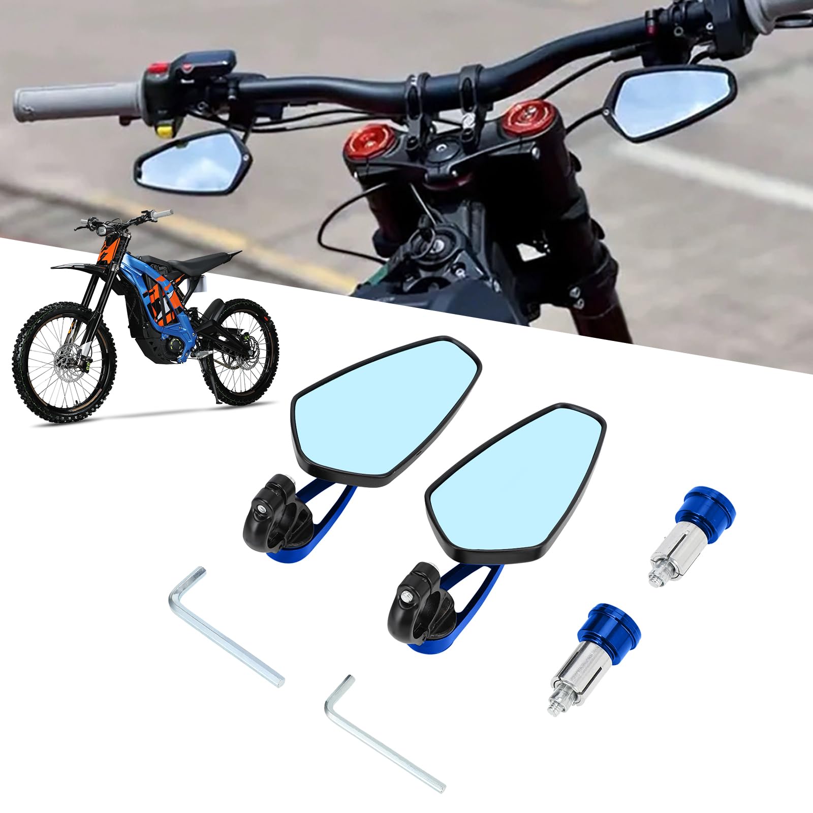 IUVWISN Für Surron Rückspiegel 22 mm Lenkerendenspiegel für Sur Ron X/S UltraBee für Talaria für Segway Elektro Dirt Bike Blau von IUVWISN