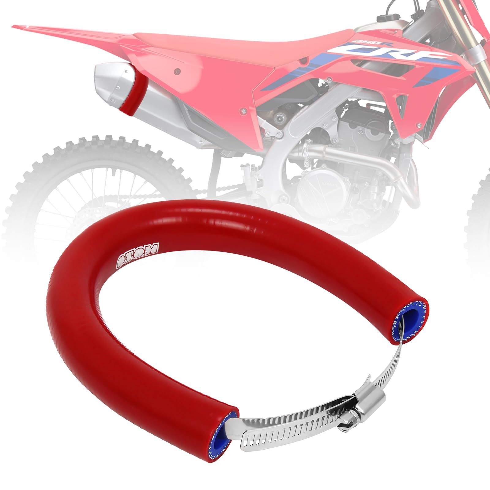 IUVWISN Motorrad Auspuff Guard Protector Verstellbar Dirt Bike Auspuffschutz Universal für SX EXC CRF XR YZ YZF FE TE Rot von IUVWISN