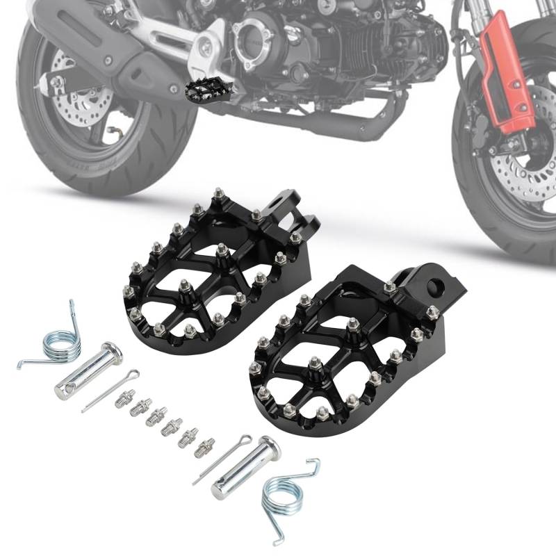 IUVWISN Motorrad Fußrasten Fußrasten Fußrasten Rest Pedal MX Style CNC für GROM MSX 125 2013-2023 Monkey 125 2020-2023 Grom Clone Schwarz von IUVWISN