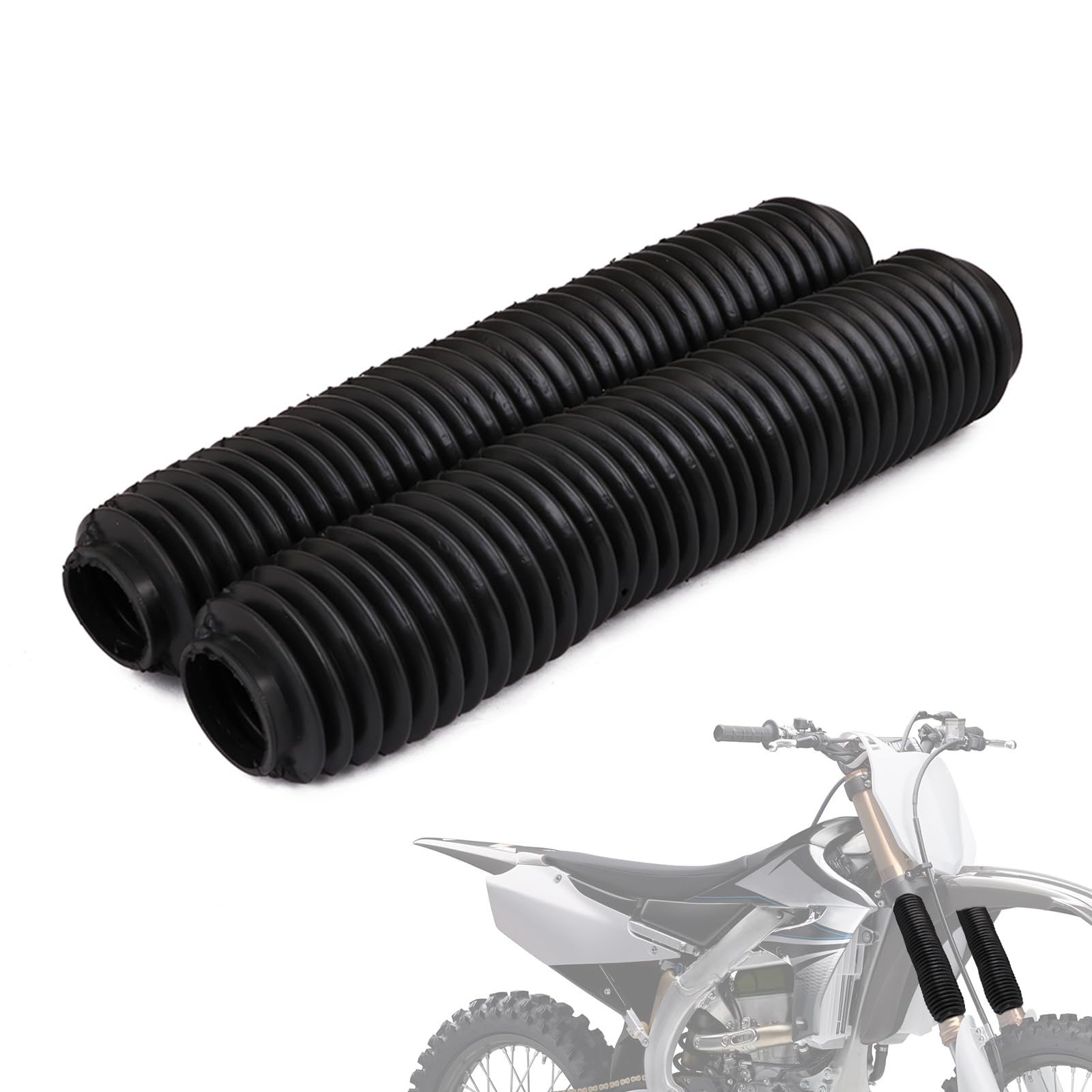 IUVWISN Universal Dirt Bike Vorderradgabelstiefel Stoßdämpferabdeckungen Schutz 155MM-360MM Gummi Staubschutz Gamaschen für SX EXC CRF YZ KLX KX TC FC TE RM Motocross Schwarz IUVWISN Universal Dirt Bike Vorderradgabelstiefel Stoßdämpferabdeckungen Schutz 155MM-360MM Gummi Staubschutz Gamaschen für SX EXC CRF YZ KLX KX TC FC TE RM Motocross Schwarz von IUVWISN