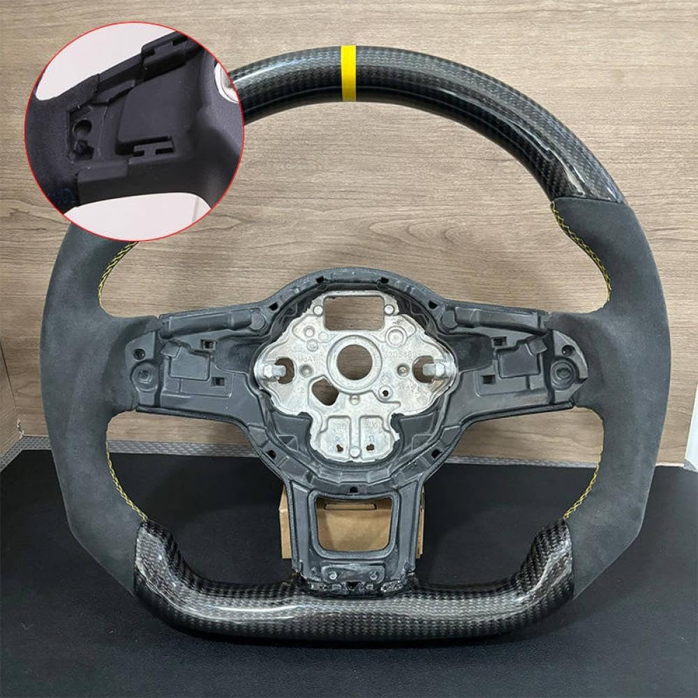 Carbon -Faserlenkrad mit Leder und für kompatible Modelle 7 7,5 GTD GTE R Polo 2013 bis 2020(1-with hole) von IVLAZLRG