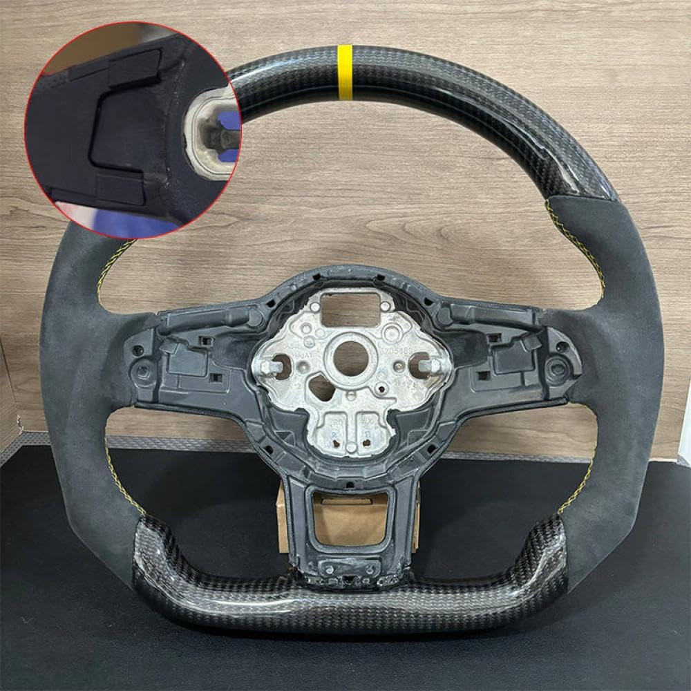Carbon -Faserlenkrad mit Leder und für kompatible Modelle 7 7,5 GTD GTE R Polo 2013 bis 2020(2-without hole) von IVLAZLRG