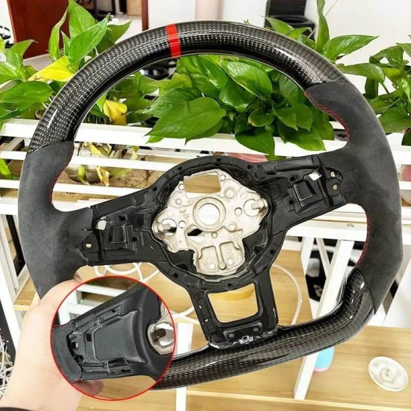 Carbon -Faserlenkrad mit Leder und für kompatible Modelle 7 7,5 GTD GTE R Polo 2013 bis 2020(3-with hole) von IVLAZLRG