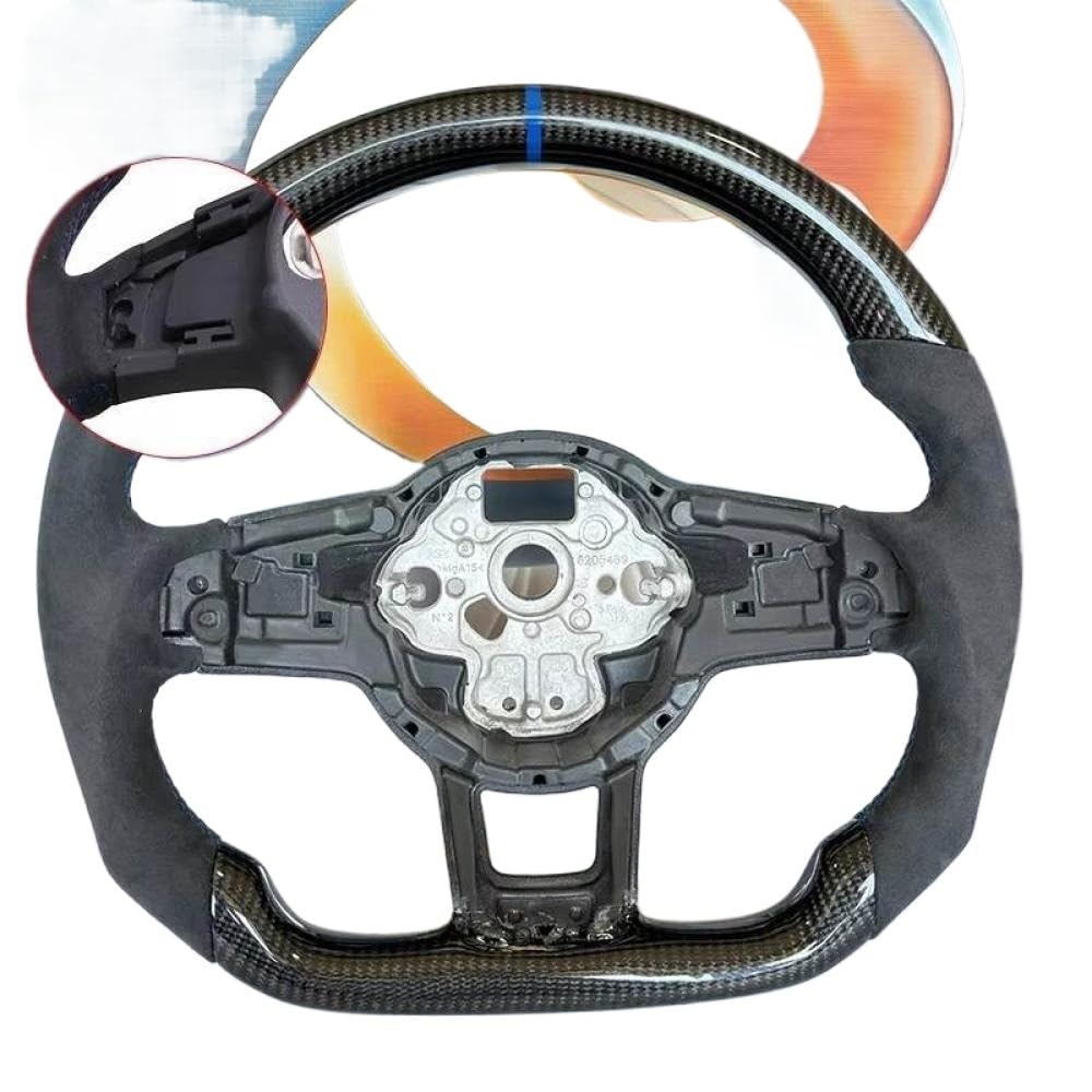 Carbon -Faserlenkrad mit Leder und für kompatible Modelle 7 7,5 GTD GTE R Polo 2013 bis 2020(5-with hole) von IVLAZLRG