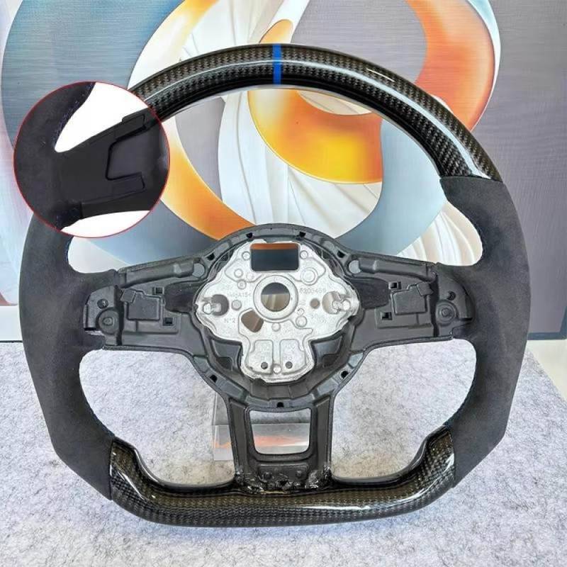 Carbon -Faserlenkrad mit Leder und für kompatible Modelle 7 7,5 GTD GTE R Polo 2013 bis 2020(6-without hole) von IVLAZLRG