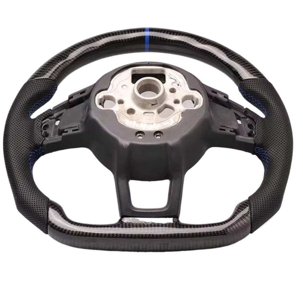 Kohlefaserlenkrad mit Leder für kompatible Modelle 7 7.5 GTD GTE R 2013-2020 Polo(1-with hole) von IVLAZLRG