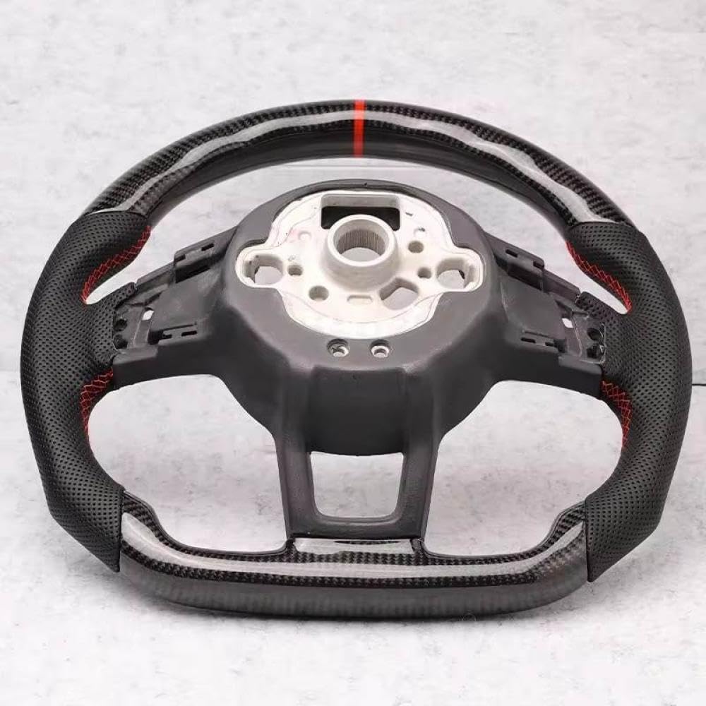 Kohlefaserlenkrad mit Leder für kompatible Modelle 7 7.5 GTD GTE R 2013-2020 Polo(2-with hole) von IVLAZLRG