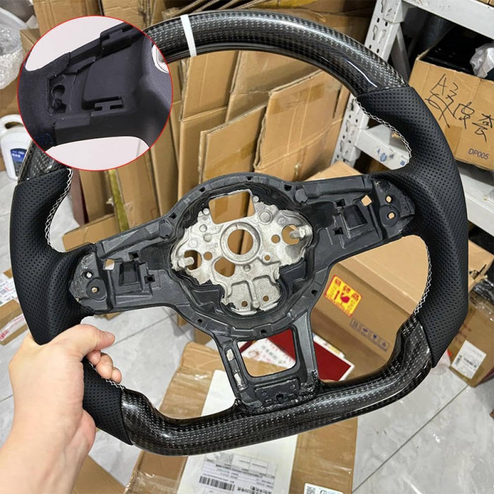Kohlefaserlenkrad mit Leder für kompatible Modelle 7 7.5 GTD GTE R 2013-2020 Polo(4-with hole) von IVLAZLRG