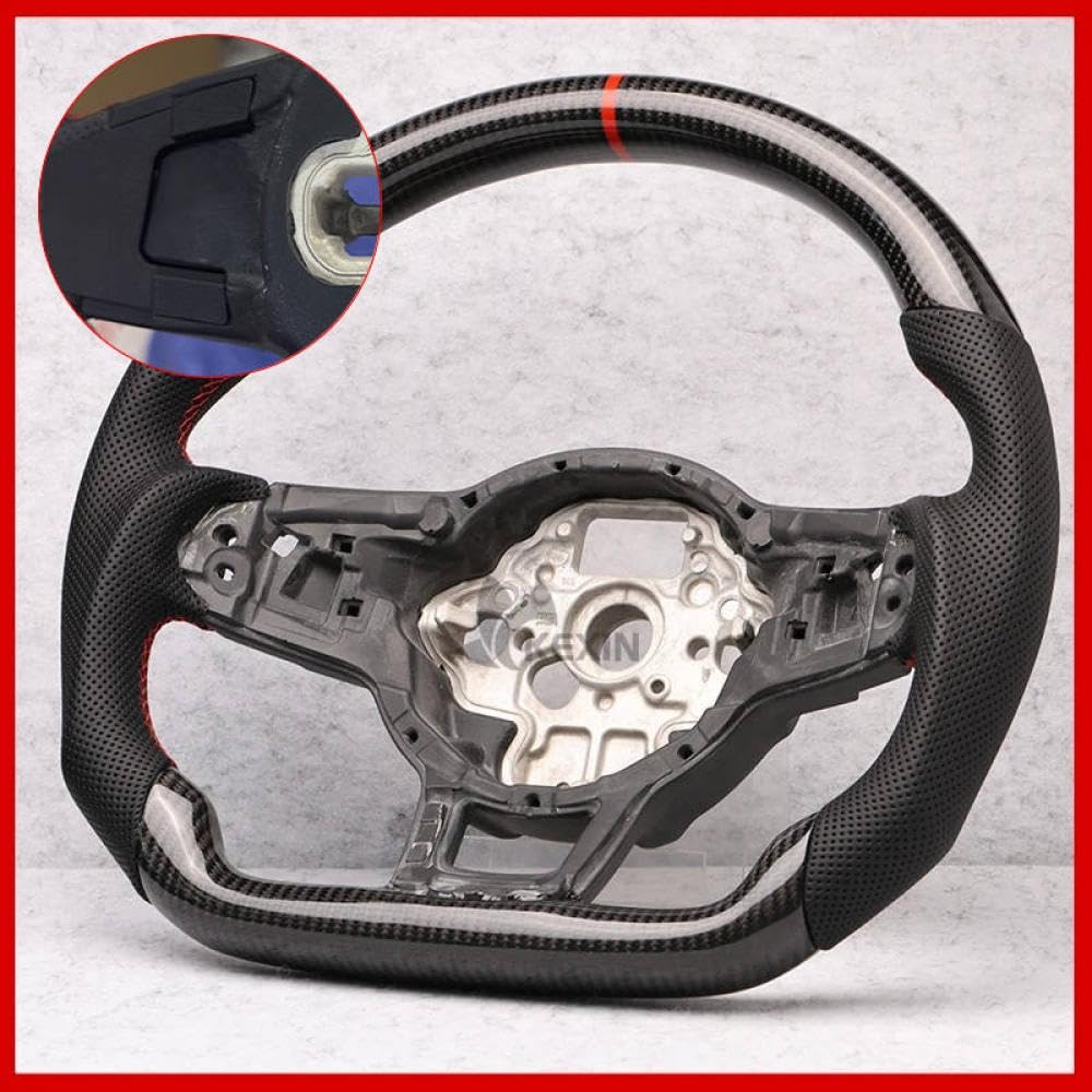 Kohlefaserlenkrad mit Leder für kompatible Modelle 7 7.5 GTD GTE R 2013-2020 Polo(8-without hole) von IVLAZLRG