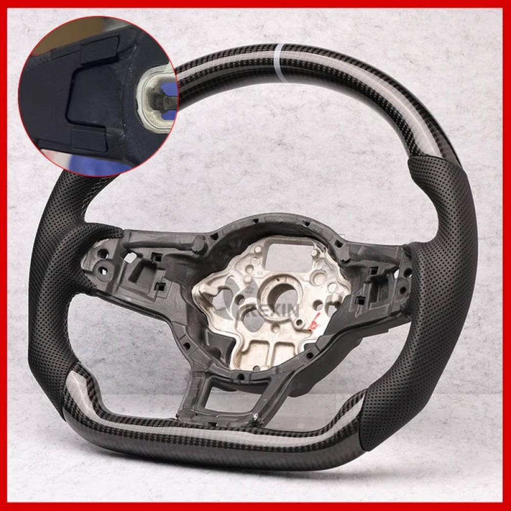 Kohlefaserlenkrad mit Leder für kompatible Modelle 7 7.5 GTD GTE R 2013-2020 Polo(9-without hole) von IVLAZLRG