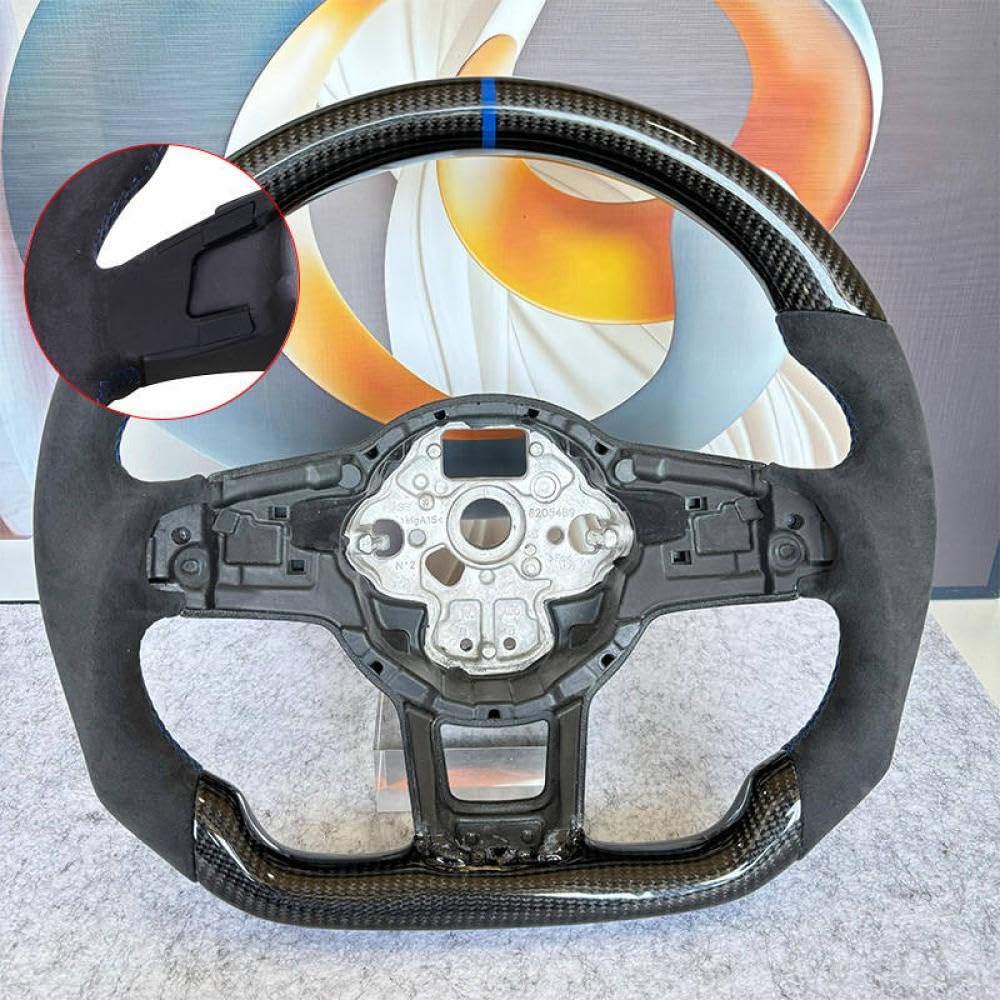 Kohlefaserlenkrad mit Leder und für kompatible Modelle 7 7.5 GTD GTE R 2013-2020 Polo(2-without hole) von IVLAZLRG