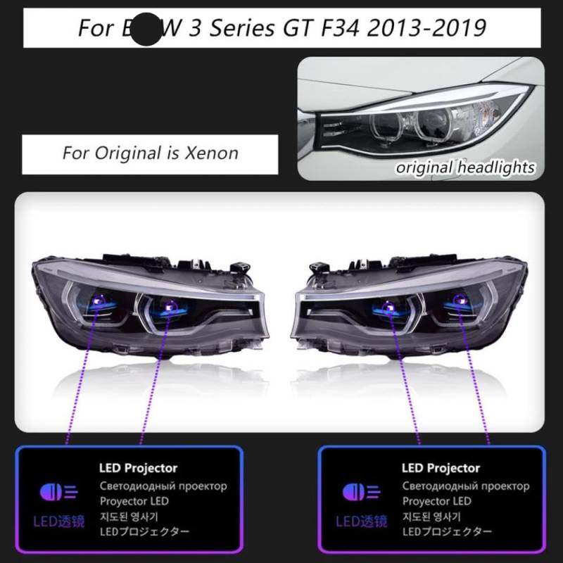 LED-Projektor-Scheinwerfer für 3 Serien GT F34 2013-2019 kompatible DRL-Accessoires Turn Light Car Accessoires von IVLAZLRG