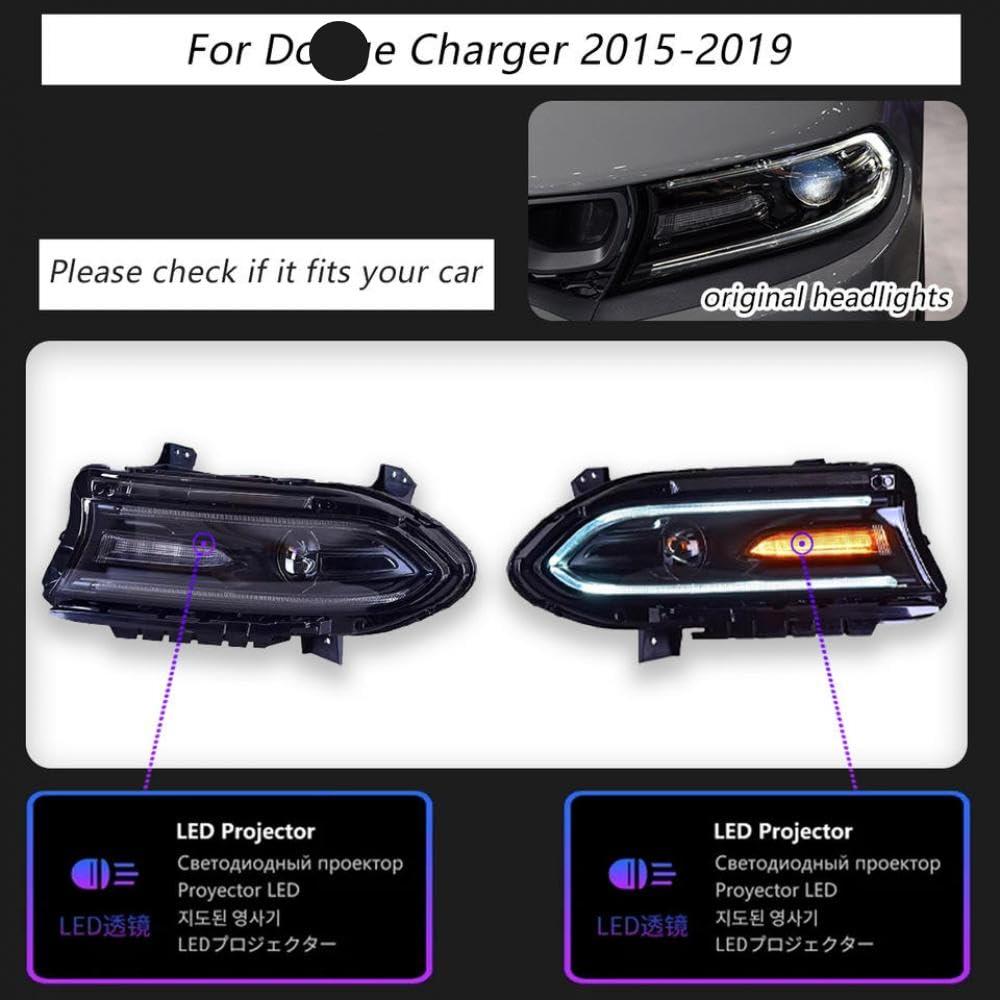LED-Scheinwerfer-Projektor-Lampe Tagesleuchte für 2015-2019 Ladegerät Autozubehör LED-Scheinwerfer-Projektor-Lampe Tagesleuchte für 2015-2019 Ladegerät Autozubehör von IVLAZLRG