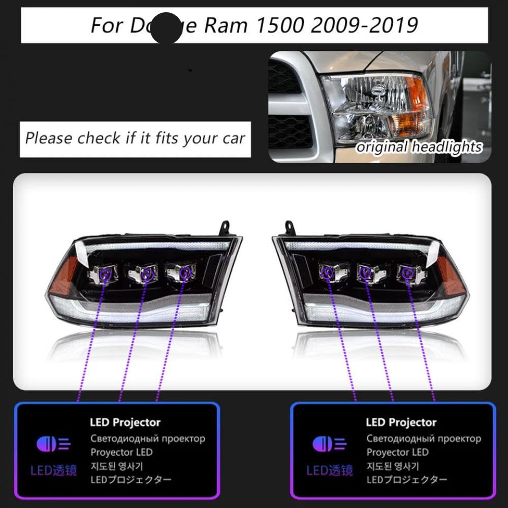 LED-Scheinwerfer-Projektorlampen mit Tagesleuchten für RAM 1500 2009-2019 Automobilzubehör LED-Scheinwerfer-Projektorlampen mit Tagesleuchten für RAM 1500 2009-2019 Automobilzubehör von IVLAZLRG