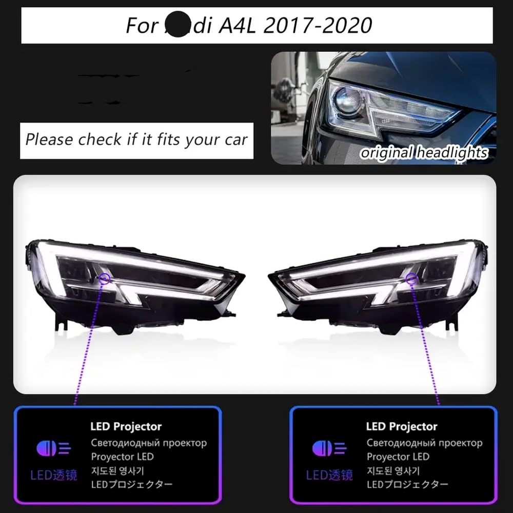 LED-Scheinwerfer-Upgrade-Kit kompatibel mit A4 2017-2020 mit Kurvensignalen und tagsüber Lauflicht LED-Scheinwerfer-Upgrade-Kit kompatibel mit A4 2017-2020 mit Kurvensignalen und tagsüber Lauflicht von IVLAZLRG