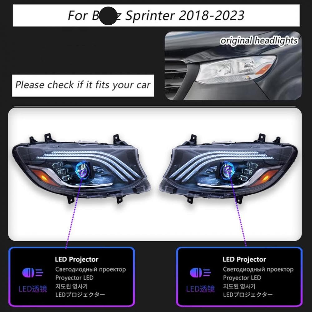 LED-Scheinwerfer für 2018-2023 Sprinter kompatible Auto-Lampen Tages-Lauflicht Dynamisches Turn-Accessoires LED-Scheinwerfer für 2018-2023 Sprinter kompatible Auto-Lampen Tages-Lauflicht Dynamisches Turn-Accessoires von IVLAZLRG