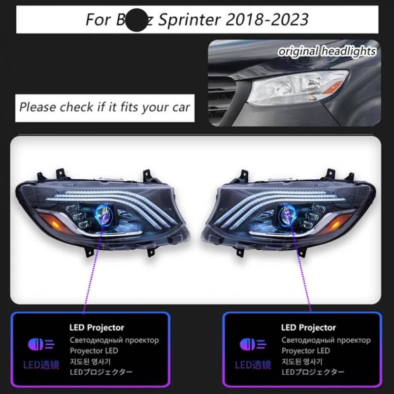 LED-Scheinwerfer für 2018-2023 Sprinter kompatible Auto-Lampen Tages-Lauflicht Dynamisches Turn-Accessoires von IVLAZLRG