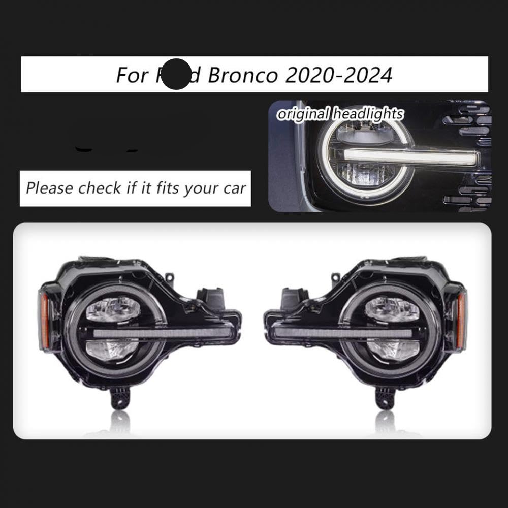 LED-Scheinwerfer für Bronco 2020-2024 mit Tagesablauflichtern und dynamischem Umdrehungspfus-Zubehör LED-Scheinwerfer für Bronco 2020-2024 mit Tagesablauflichtern und dynamischem Umdrehungspfus-Zubehör von IVLAZLRG