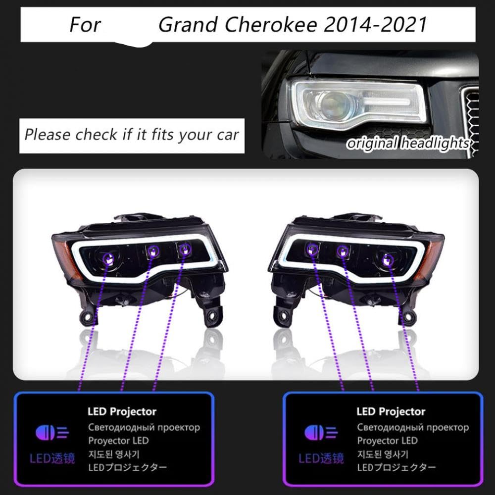 LED-Scheinwerfer für Cherokee 2014-2021 kompatible Autolampen mit Tagesablaufleuchten und dynamischem Drehen signalen Automobilzubehör LED-Scheinwerfer für Cherokee 2014-2021 kompatible Autolampen mit Tagesablaufleuchten und dynamischem Drehen signalen Automobilzubehör von IVLAZLRG