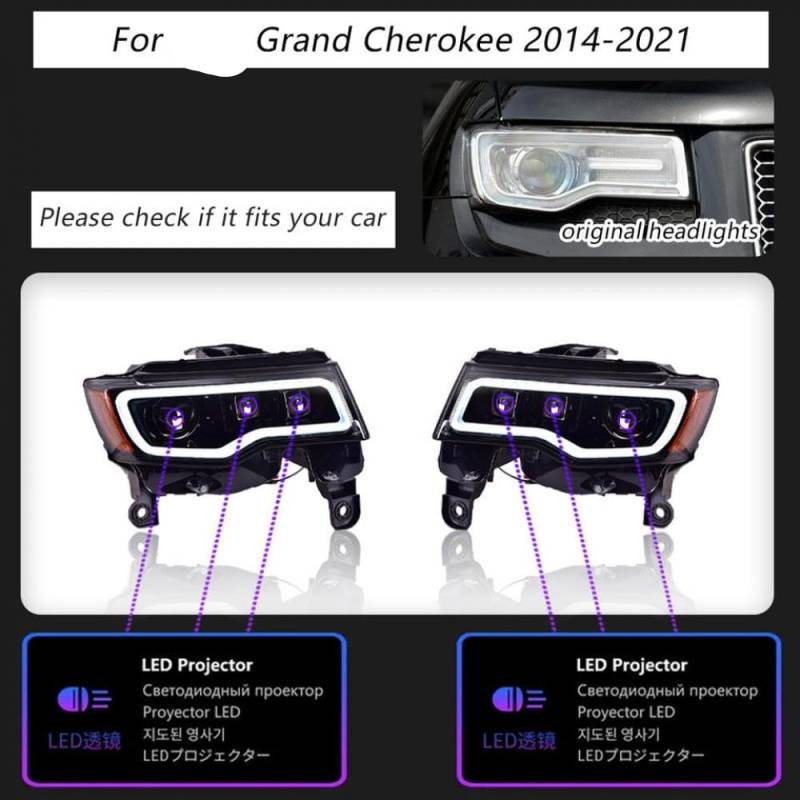 LED-Scheinwerfer für Cherokee 2014-2021 kompatible Autolampen mit Tagesablaufleuchten und dynamischem Drehen signalen Automobilzubehör von IVLAZLRG