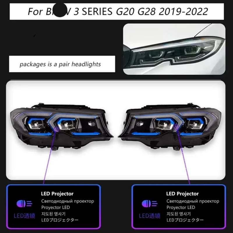 -Projektor -Scheinwerfer für 3 Serien G20 G28 2019 bis 2022 mit tagsüber leuchtenden Lichtautos -Zubehör von IVLAZLRG