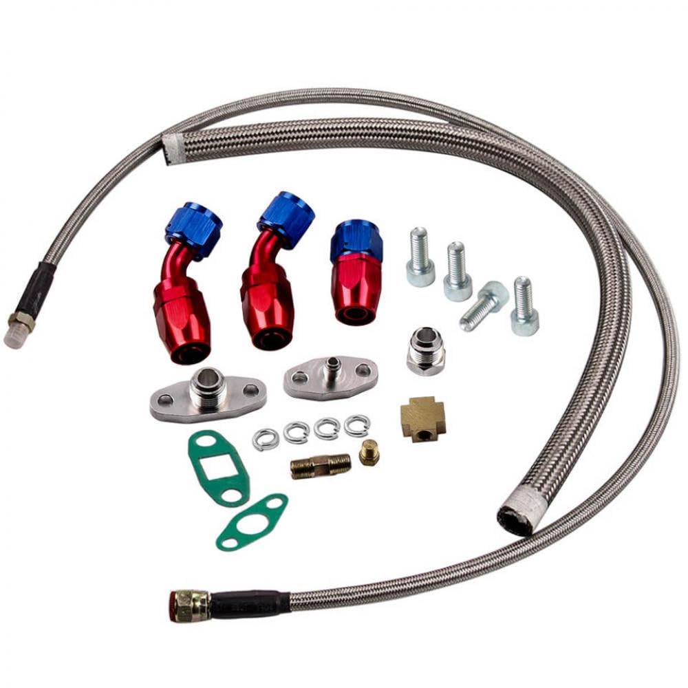 T3 T04E V-Band Turbolader 420 PS mit 0,63 AR Oil Inlet Outlet Line Kit-Kompatible Upgrade(Oil line) von IVLAZLRG