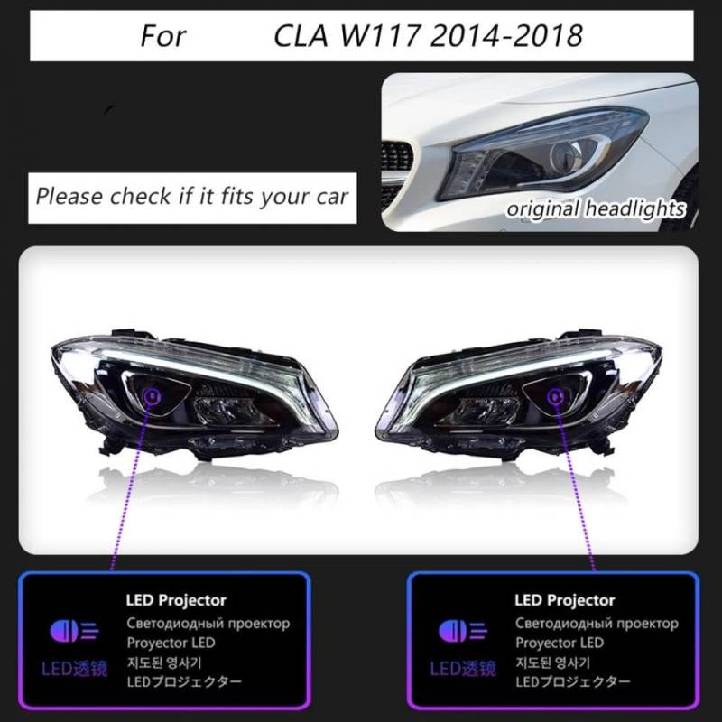 Typy LED-Auto-Scheinwerfer für 2014-2018 CLA W117 Kompatible Tagesleuchten mit dynamischen Kurvensignalen Autozubehör von IVLAZLRG
