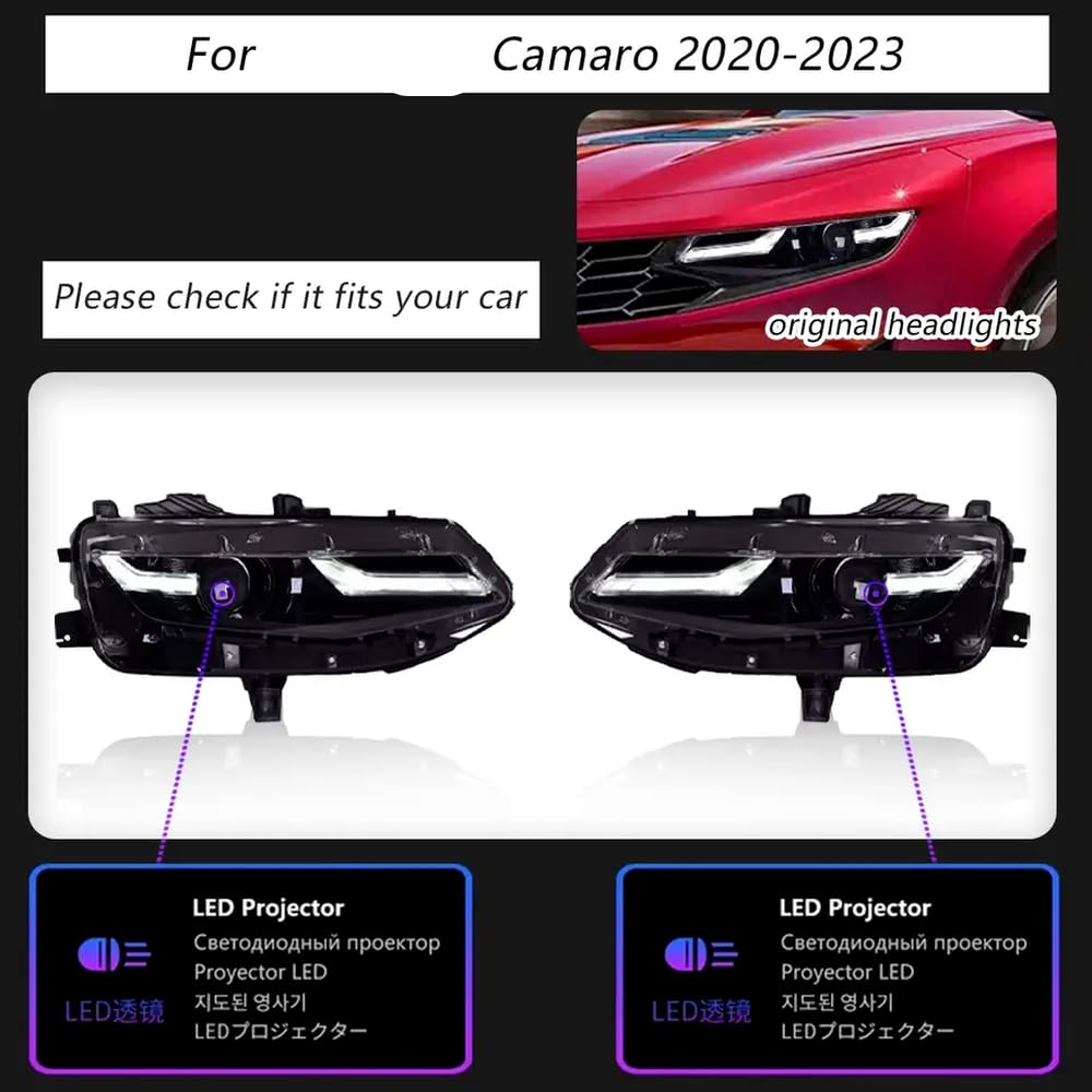 Typy-LED-Projektor-Scheinwerfer mit Tageslaufleuchten für 2020-2023 Camaro und Universal Automotive Accessoires Typy-LED-Projektor-Scheinwerfer mit Tageslaufleuchten für 2020-2023 Camaro und Universal Automotive Accessoires von IVLAZLRG