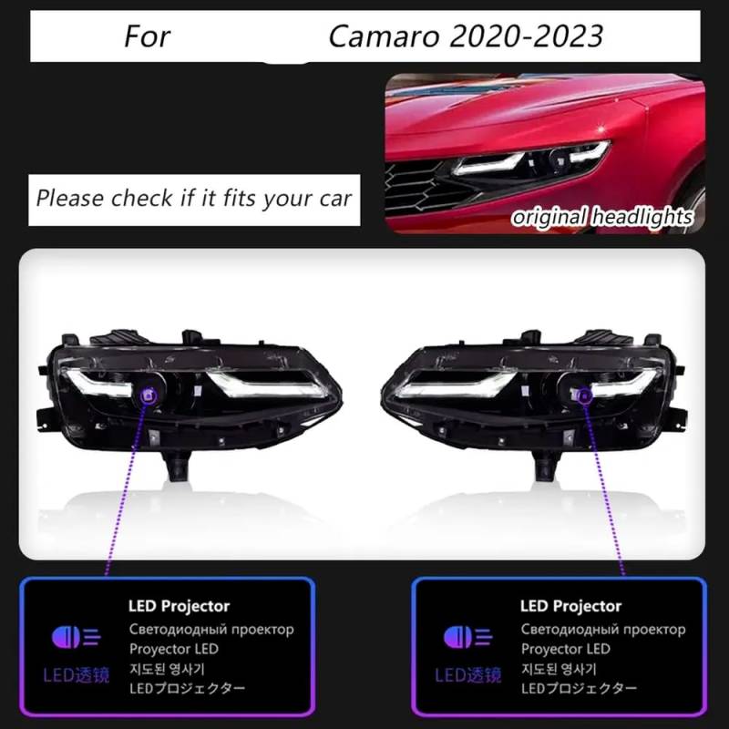 Typy-LED-Projektor-Scheinwerfer mit Tageslaufleuchten für 2020-2023 Camaro und Universal Automotive Accessoires von IVLAZLRG