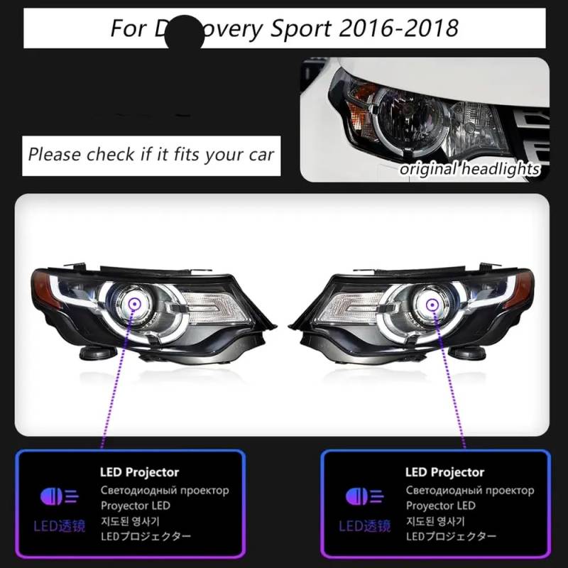 Universal LED-Scheinwerfer-Projektorlampe für 2016-2018 Discovery Sport mit tagsüber leuchtender Automobilzubehör von IVLAZLRG
