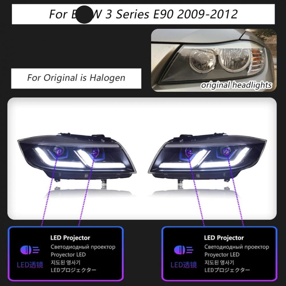 Universal LED-Scheinwerfer für E90 3-Serien-Modelle 2005-2012 Projektor Frontlichter mit DRL für 320i 318i 330i Autozubehör Universal LED-Scheinwerfer für E90 3-Serien-Modelle 2005-2012 Projektor Frontlichter mit DRL für 320i 318i 330i Autozubehör von IVLAZLRG