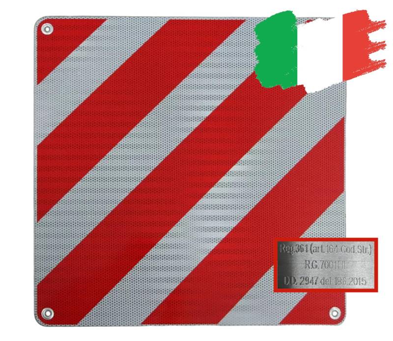 IWH - Warntafel ALU 50x50 cm für Italien | Hochwertig und 100% rechtskonform mit Prüfung durch das MINISTERO INFRASTRUTTURE TRASPORTI | Warnschild für Fahrradträger | von IWH
