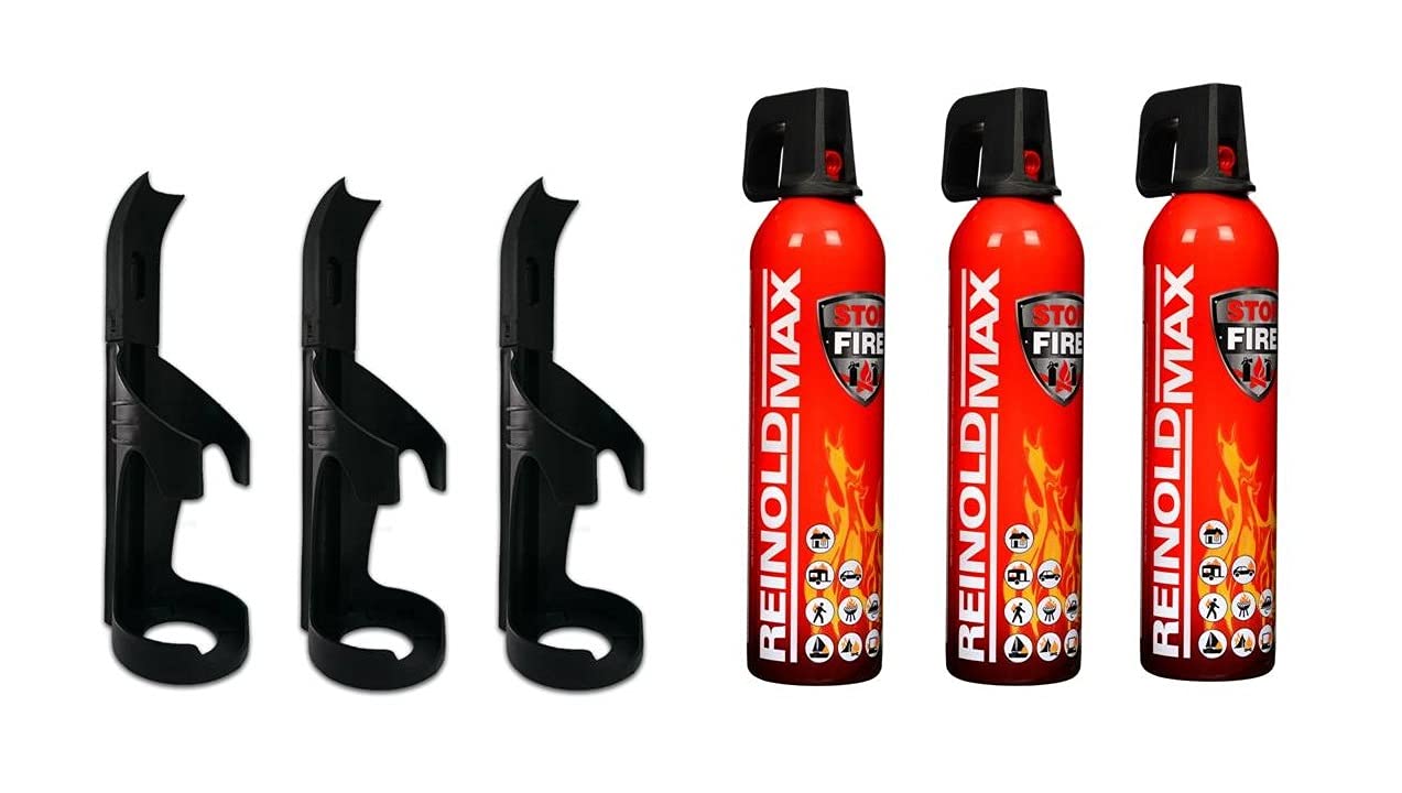 IWH Feuerlöschspray – STOPFIRE 3 x 750ml mit 3 Wandhalter – Autofeuerlöscher von IWH