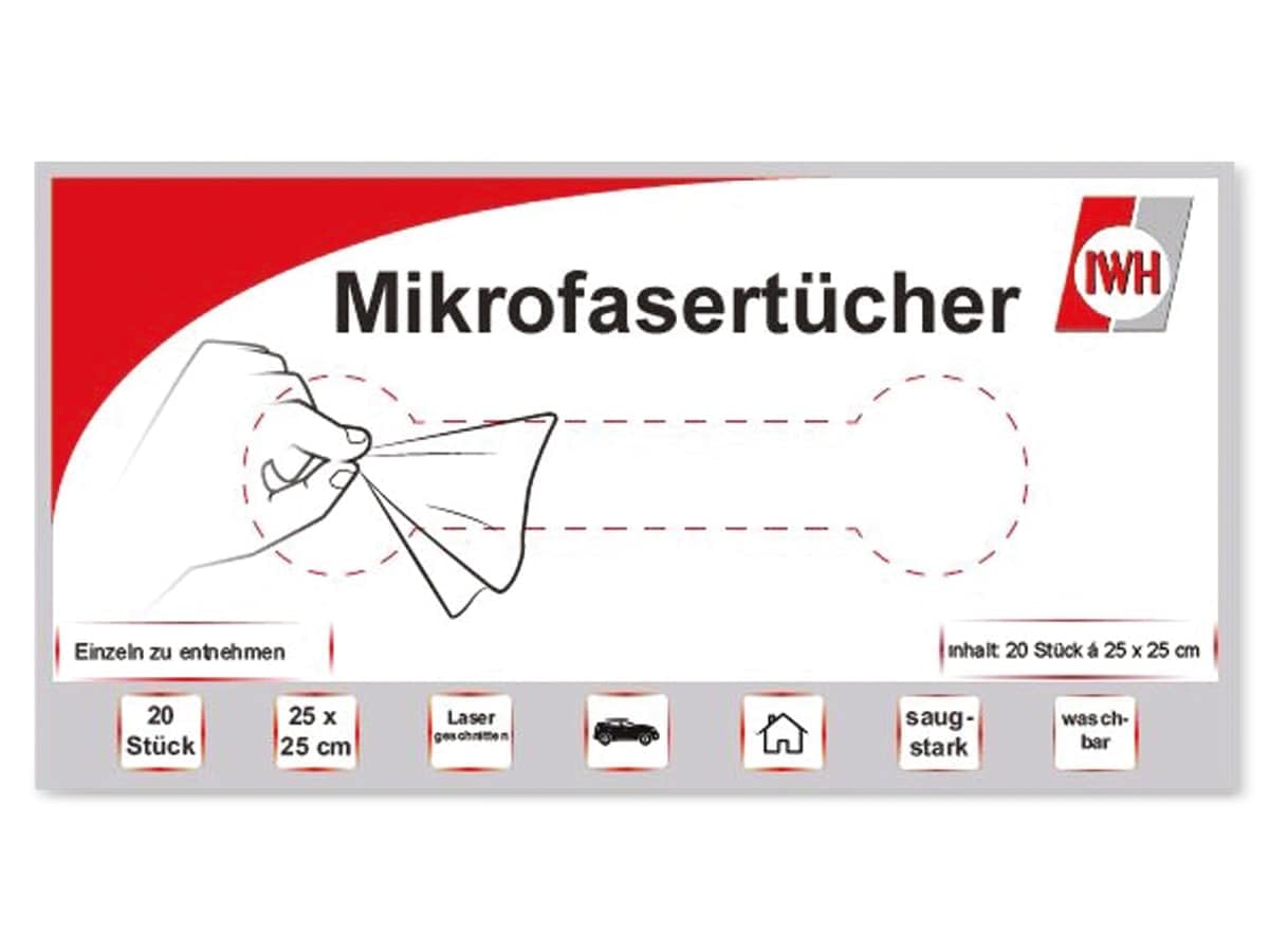 IWH Mikrofasertücher in Box 071125 20 St. (L x B) 250mm x 250mm von IWH