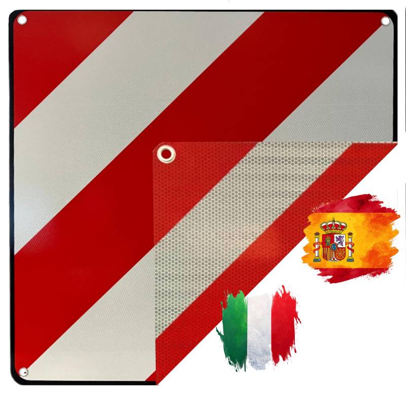 IWH - Warntafel ALU 50x50 cm für Italien% Spanien | Hochwertig und 100% rechtskonform mit Prüfung durch das MINISTERO INFRASTRUTTURE TRASPORTI | Wende - Warnschild für Fahrradträger | von IWH
