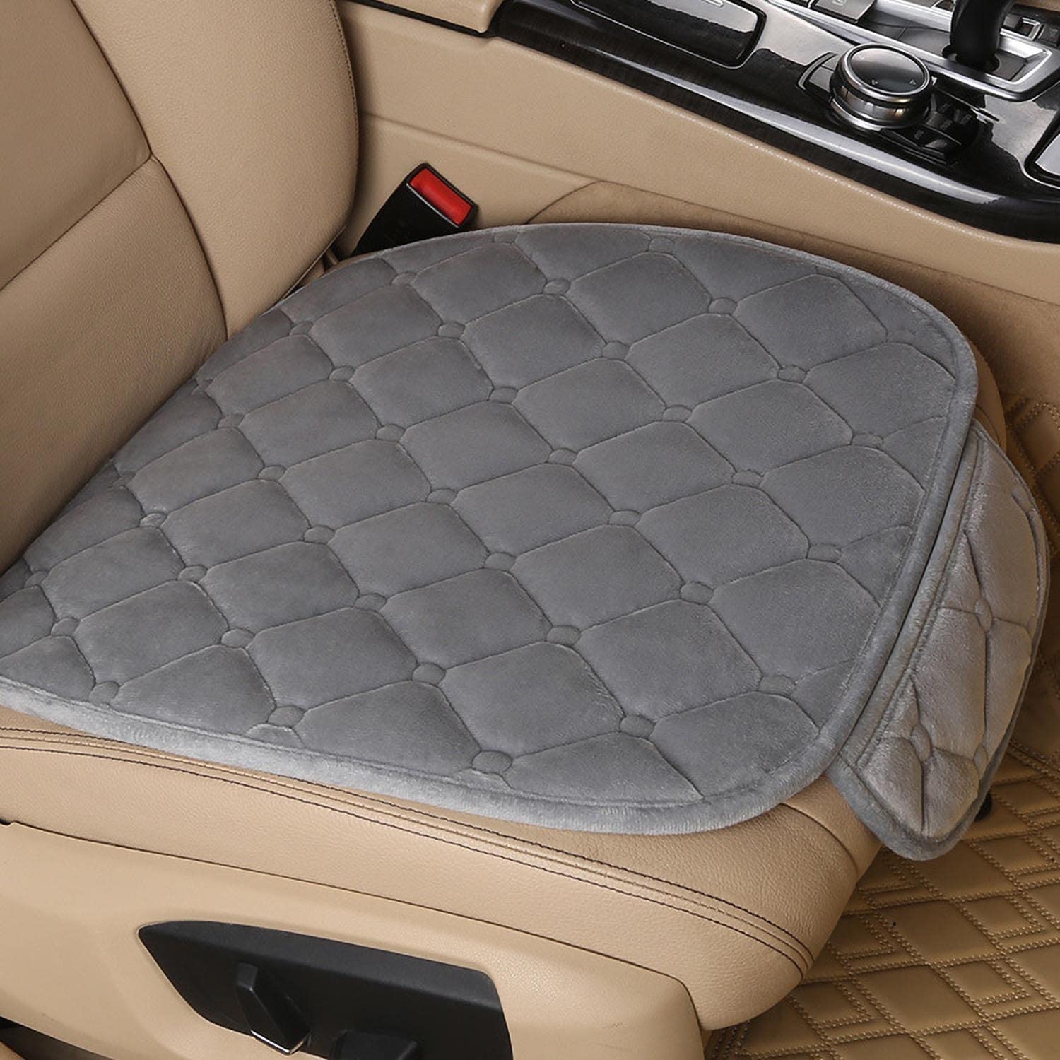 IXITON Universal Flannel Car Seat Cushion,Comfortable Car Seat Protector,Flannel Car Seat Pad with Non-Slip Bottom to Relieve Hip Pressure (grau, 1Stück Sitzkissen) von IXITON