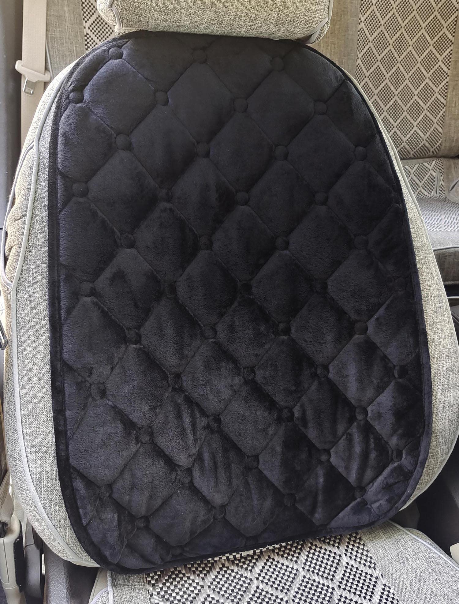 IXITON Universal Flannel Car Seat Cushion,Comfortable Car Seat Protector,Flannel Car Seat Pad with Non-Slip Bottom to Relieve Hip Pressure (schwarz, 1Stück Rückenkissen) von IXITON