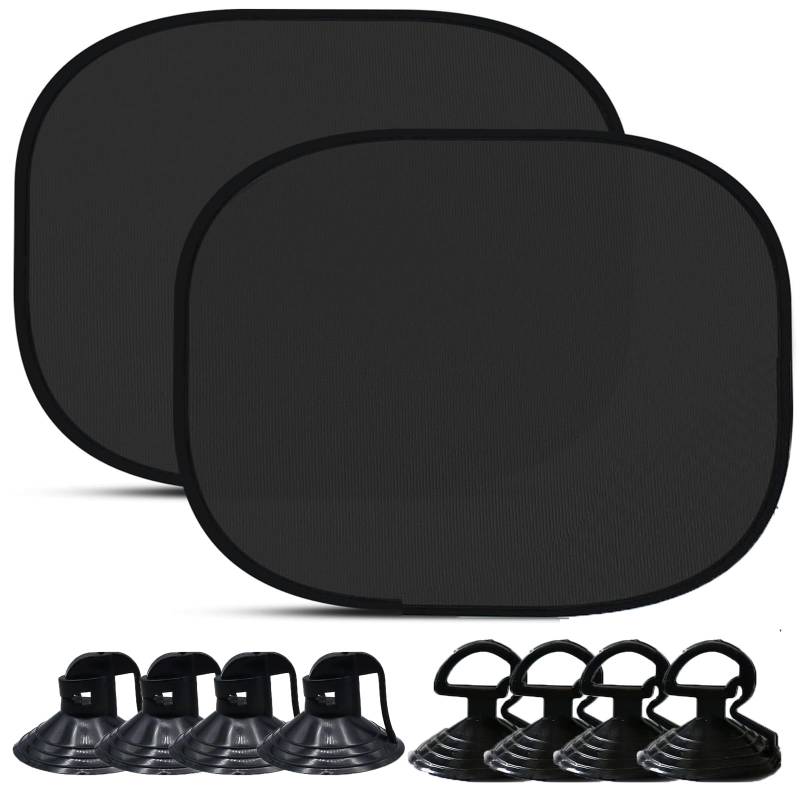 Sonnenschutz Auto Baby UV Schutz, 2 Stück Autofenster Sonnenschutz für Kinder 44 x 36cm, Universal Auto Sonnenblende Seitenfenster mit 8 Saugnäpfen, Sonnenblende für Seitenfenster von IXOKEV